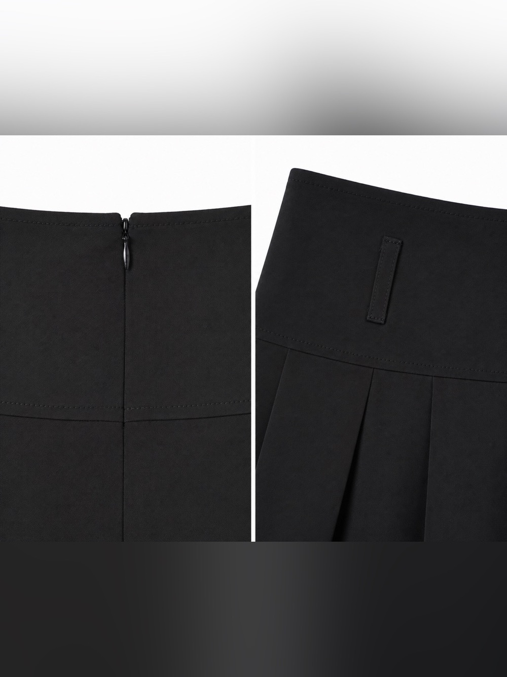 Classic Black A-Line Skirt Women's Pleated Skirt M Siamo Career Skirt Tailored - Picture 3 of 4